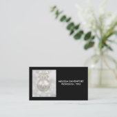 Elegant Silver-kerstbal op Bokeh Lights Visitekaartje (Staand voorkant)