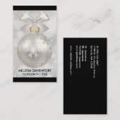 Elegant Silver-kerstbal op Bokeh Lights Visitekaartje (Voorkant / Achterkant)