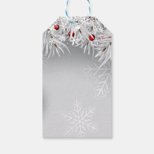 Elegant Silver-kerstboxen, pijnboomtakken Cadeaulabel (Achterkant)