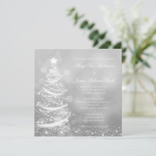 Elegant Silver Kerstfeest Weddenschap Kaart (Staand voorkant)