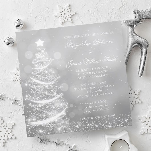 Elegant Silver Kerstfeest Weddenschap Kaart