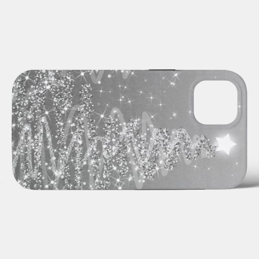Elegant Silver-kerstmousserende bomen Case-Mate iPhone Case (Achterkant (horizontaal))