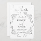 Elegant Silver-klasser minimaliseert de datum Save The Date (Voorkant / Achterkant)