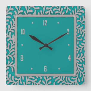 Elegant Silver laat de Floral Wall Clock Vierkante Klok