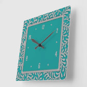 Elegant Silver laat de Floral Wall Clock Vierkante Klok (Hoek)