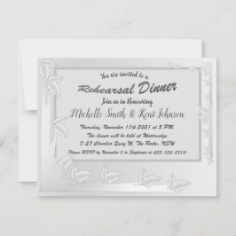 Elegant Silver laat Design Rehearings Dinner Kaart