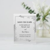 Elegant Silver laat het ontwerp sparen de datumkaa Feestdagenkaart (Staand voorkant)