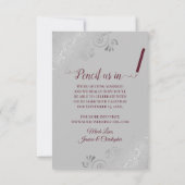 Elegant Silver Lace Burgundy over het grijze huwel Save The Date (Achterkant)