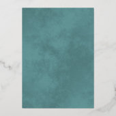 Elegant Silver Lace en Blauwgroen op White Wedding Folie Uitnodiging (Achterkant)