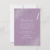 Elegant Silver Lace en Foto van Lavender Wedding Save The Date (Achterkant)