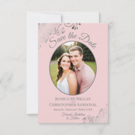 Elegant Silver Lace en foto's van Blush Pink Weddi Save The Date