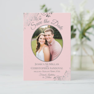 Elegant Silver Lace en foto's van Blush Pink Weddi Save The Date