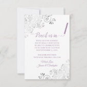 Elegant Silver Lace Foto Lavender & White Wedding Save The Date (Achterkant)
