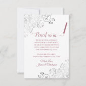 Elegant Silver Lace Foto Mauve on White Wedding Save The Date (Achterkant)