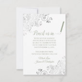 Elegant Silver Lace Foto Sage on White Wedding Save The Date (Achterkant)