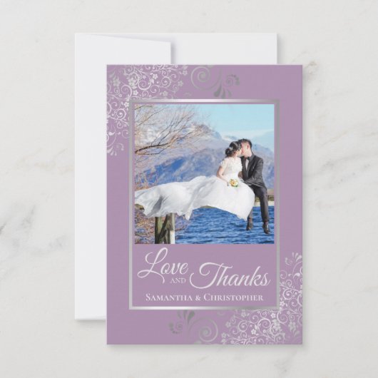 Elegant Silver Lace over Lila liefde en Bedankt br (Voorkant)