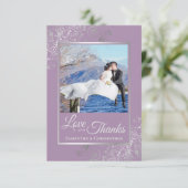 Elegant Silver Lace over Lila liefde en Bedankt br (Staand voorkant)