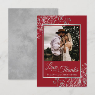 Elegant Silver Lace over Rode Liefde en Bedankt We