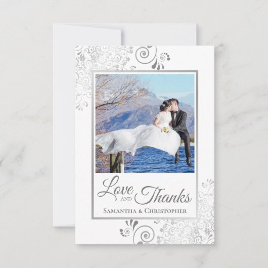 Elegant Silver Lace over White Love & Bedankt Wedd (Voorkant)