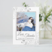 Elegant Silver Lace over White Love & Bedankt Wedd (Staand voorkant)