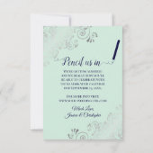 Elegant Silver Lace & Photo Mint & Navy Wedding Save The Date (Achterkant)