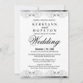 Elegant Silver Lace Wedding  Kaart (Voorkant)