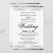 Elegant Silver Lace Wedding  Kaart (Voorkant / Achterkant)