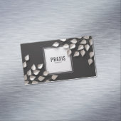 Elegant Silver Leaf Branch Minimalist Black Magnetisch Visitekaartje (Voorbeeld)