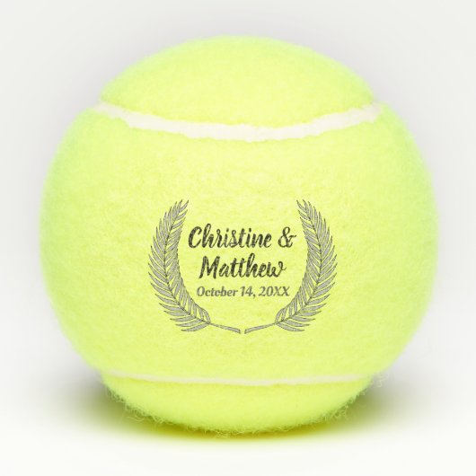 Elegant Silver Leaf Wreath Wedding Favor Tennisballen (Achterkant)