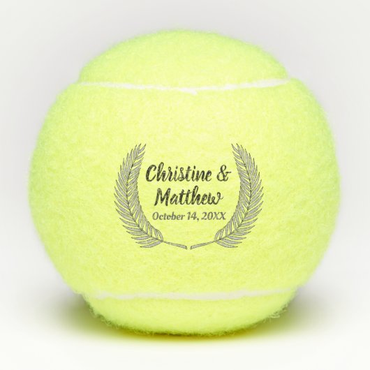 Elegant Silver Leaf Wreath Wedding Favor Tennisballen (Voorkant)