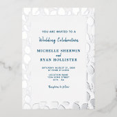 Elegant Silver Leaves Botanical Lijst Wedding Folie Uitnodiging (Voorkant)