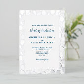 Elegant Silver Leaves Botanical Lijst Wedding Folie Uitnodiging (Staand Voorkant)