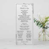 Elegant Silver Leaves Design Wedding Menu Card Kaart (Staand voorkant)