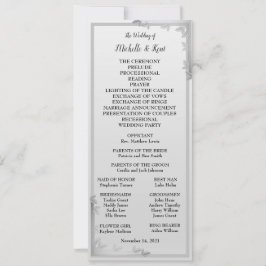 Elegant Silver Leaves Design Wedding Menu Card Kaart