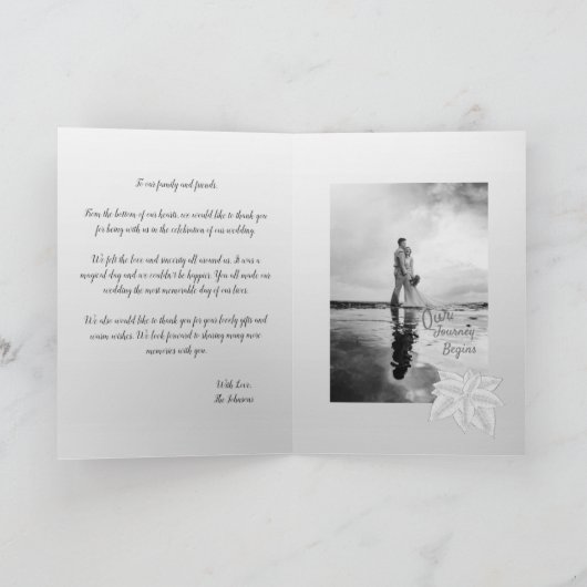 Elegant Silver Leaves Folded Hartelijk dank Kaart (Binnen)