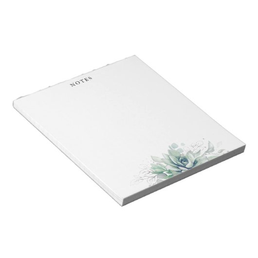 Elegant Silver Leaves Succulents Greenery Notitieb Notitieblok (Schuin)