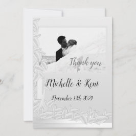 Elegant Silver Leaves Weddenschap Hartelijk dank Kaart