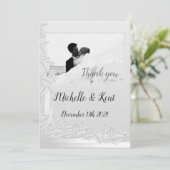 Elegant Silver Leaves Weddenschap Hartelijk dank Kaart (Staand voorkant)