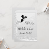 Elegant Silver Leaves Weddenschap Hartelijk dank Kaart (Voorkant / Achterkant in situ)