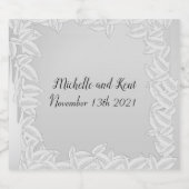 Elegant Silver Leaves Wedding Food Beverage Labels Sparkling Wijnetiket (Enkel label)