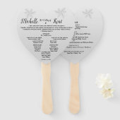 Elegant Silver Leaves Wedding Menu Heart Fans Handwaaier (Voorkant en achterkant)