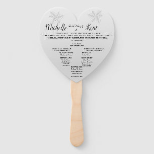 Elegant Silver Leaves Wedding Menu Heart Fans Handwaaier