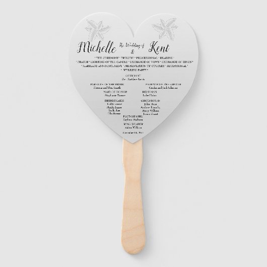 Elegant Silver Leaves Wedding Menu Heart Fans Handwaaier (Voorkant)