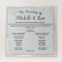 Elegant Silver Leaves Wedding Puzzle