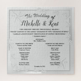 Elegant Silver Leaves Wedding Puzzle Legpuzzel