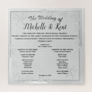 Elegant Silver Leaves Wedding Puzzle Legpuzzel