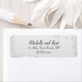 Elegant Silver Leaves Wedding Return Label
