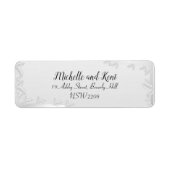 Elegant Silver Leaves Wedding Return Label (Voorkant)