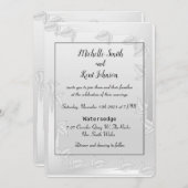Elegant Silver Leaves Wedding Uitnodiging (Voorkant / Achterkant)