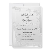 Elegant Silver Leaves Wedding Uitnodiging